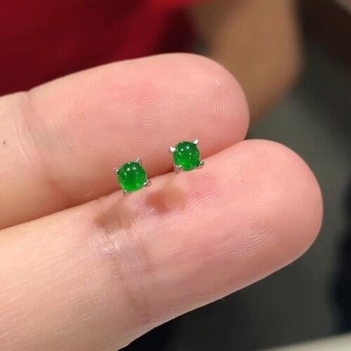 Designers unique creative silver inlaid sun green chalcedony egg round earrings elegant charm creative retro silver jewelry