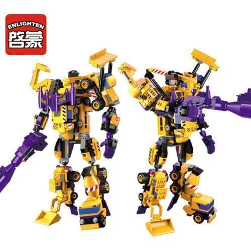 Enlighten 7 in 1 Creative Master 599pcsPuzzle Lega 1401 Robot Model Stacking Blocks Sets Assembly Children Educational Toys Gift