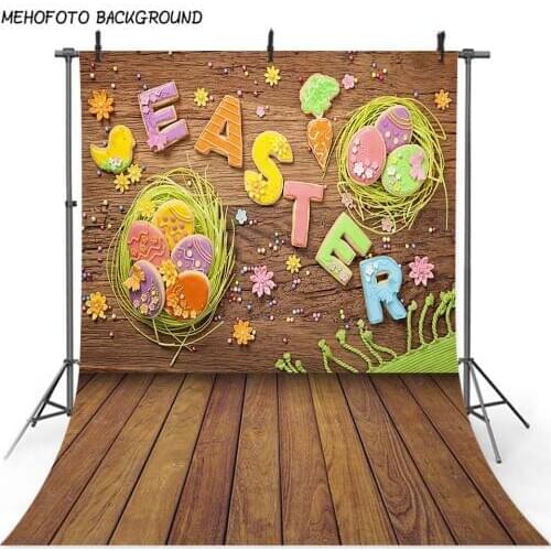 Mehofoto Easter Eggs Photography Backdrop Spring Scenery Photo Booth Background Studio Wood Floor Newborn Baby Portrait 390