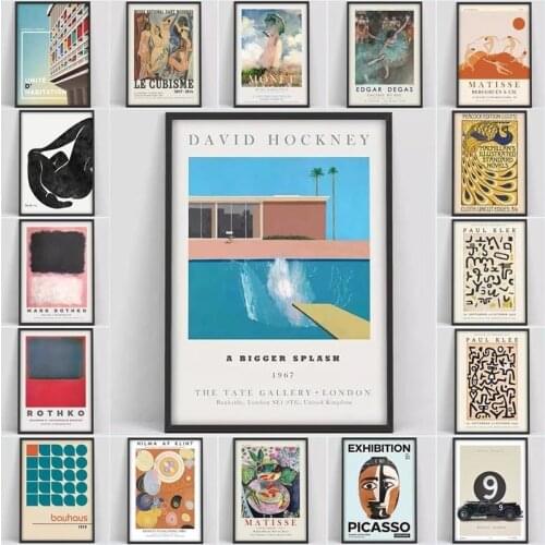 David Hockney Art Exhibition Poster Matisse Picasso Canvas Prints Modern Minimalist Wall Art Painting for Living Room Home Decor