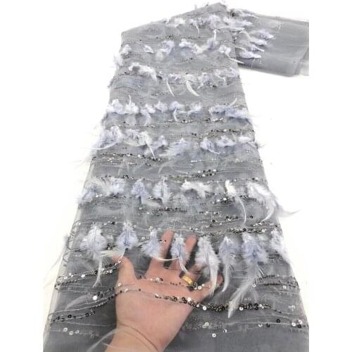 Exquisite high-end handmade feather sequin embroidery, African lace fabric, suitable for womens dress design fabrics