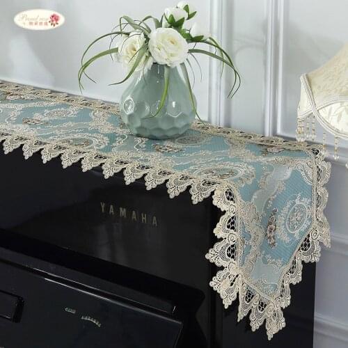 Proud Rose Lace Table Runner Piano Towel Cover Cloth Embroidery Table Cloth Piano Dust-proof Cover Wedding Decoration