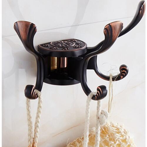 Robe Hooks Europe Rotation Three Hooks Rose Gold Wall Clothes Rack Cloth Hook Wall Hook For Bathroom Accessory Key Hanger Useful