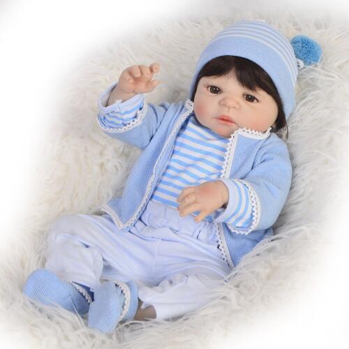 Bebes reborn menino 22" full silicone reborn baby dolls kids gift baby new born doll real true looking bonecas reborn