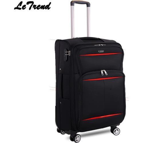 Letrend Business Travel Bag Soft Trolley Men Oxford Rolling Luggage Spinner Wheel Suitcase 20 inch Student Carry On Box Women