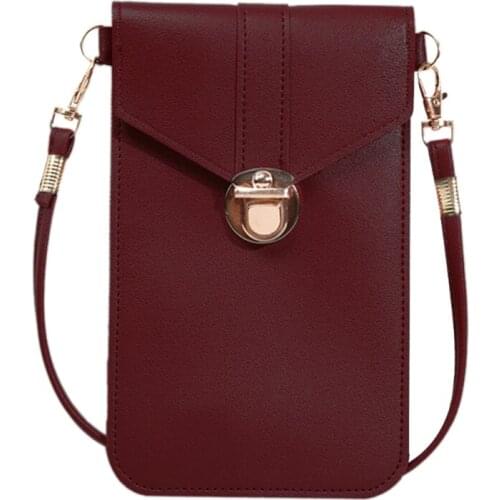 Mini Crossbody Cell Phone Pouch Purse PU Leather Shoulder Bag with Touch Screen Window