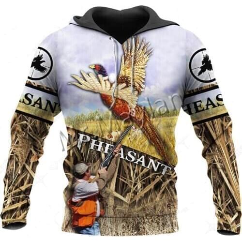 3D Print Fashion Animal Phesant Hunter Hunting Colorful Unisex LeisureTracksuit / Sweatshirts / Hoodies / zipper / Jackets / S-1