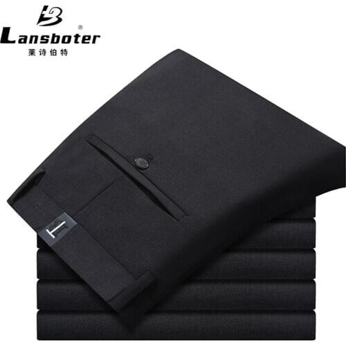 Mens Thin Fashion Business Dress Long Pants Men Suit Pants Male Slim Fit Straight Formal Trousers Pantalones Hombre PT-416