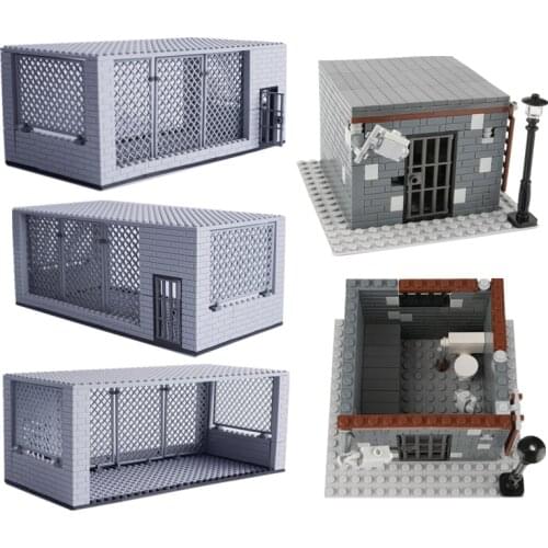 MOC City Accessories Prison Building Blocks Military Cell Ward Animal Cage House Room Model Bricks Set Toys for Children D272