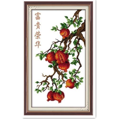 Pomegranate Fruit Cross Stitch Kit Rich Guirong Flower Series Furniture Sewing Embroidery Manual DIY Embroidery Painting