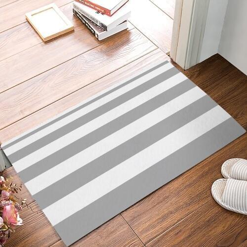 Non Slip Navy Blue, Gray and White Stripe Home Bathroom Bath Shower Bedroom Mat Toilet Floor Door Mat Rug Carpet Pad Doormat,18x