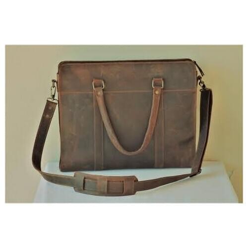 CAPREOLUS Genuine Leather Office Bag- Ipad Laptop Bag 15 inch- Genuine Leather Hand Made