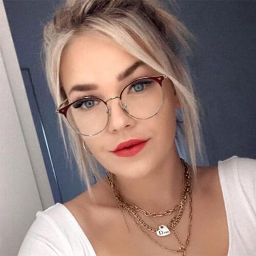TR90 Anti Blue Light Round Optical Glasses Frames Men Women Eyebrow Fashion Computer Eyeglasses 50210