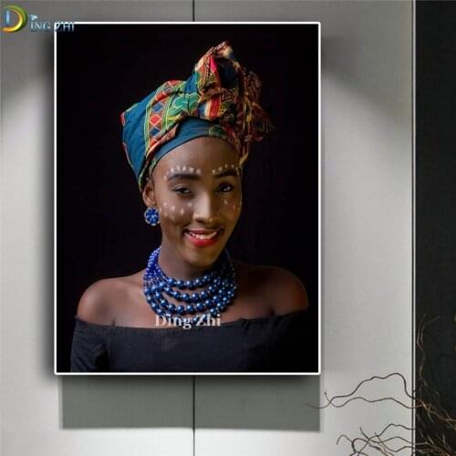 Full Drill African Art Nude Black Women-Necklace 5D DIY Diamond Painting Diamond Embroidery Cross Stitch Kit Mosaic Decor Gift