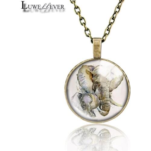 Animal Love Necklace 634 25mm Bronze 30mm Wood Rhinestone Double-sided Moon Round Glass Pendant For Women Gift