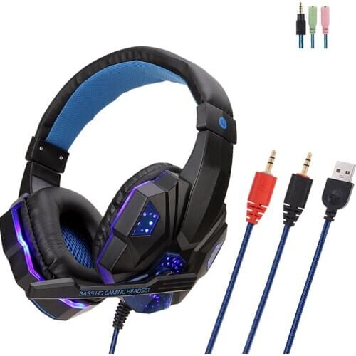 Professional Led Light Gamer Headset for Computer PS4 Gaming Headphones Adjustable Bass Stereo PC Wired Headset With Mic Gifts