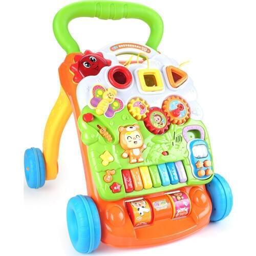 Baby Walker Walking Assistant Multifunctional Toddler Trolley Sit-to-Stand Walker for Kids Early Learning with Adjustable Screw