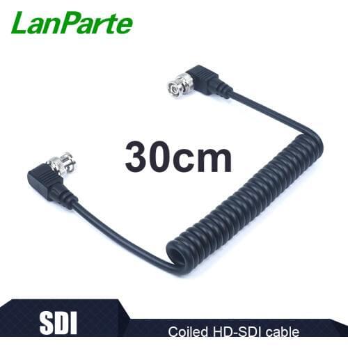 Lanparte 15" Coiled SDI Cable with Standard Right Angle BNC Connector