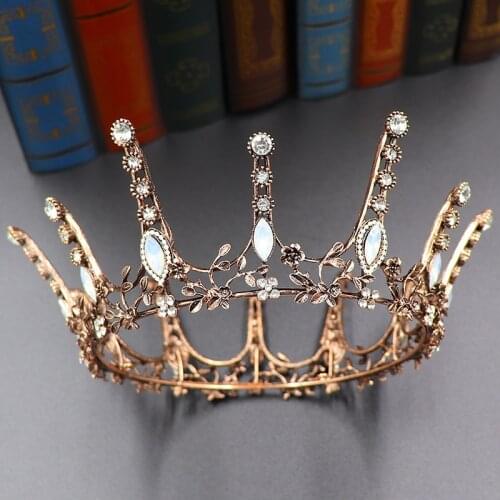 Vintage Diadema Bride Crown Round Whole Circle Water Drill Crown Wedding Dress Accessories Hair Accessories Wholesale Hair