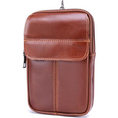 Men Genuine Leather Vintage Hip Belt Bum Pouch Pack Vintage Hip Bag Fanny Pack Waist Bag Cell/Mobile Phone Coin Purse Pocket