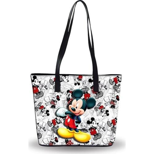 Disney New Mickey Minnie Shoulder Bag Cartoon Lady Handbag Large Capacity Bag Girl Travel Beach Bag Waterproof Fashion Handbag