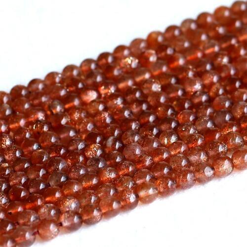 Top High Quality Natural Genuine Coffee Gold Oligoclase Sanidine Sunstone Round Loose Beads 15" 05201
