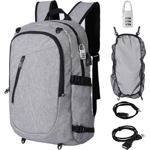 XQXA Unisex Travel Sports Backpack Light Gray Women Men Teenagers School 15.6" Inches Laptop Bag Football Basketball Mesh Cover