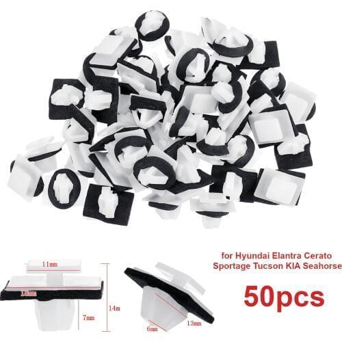 50pcs Door Guard Plate Fastener Clips Wheel Eyebrow Fixed Clamps for Hyundai Elantra Cerato Sportage Tucson for KIA Seahorse