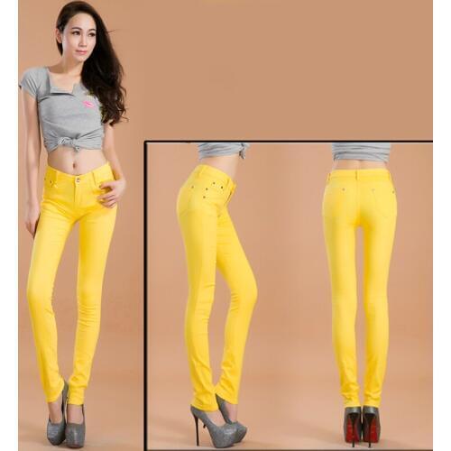 Womens sexy low rise jeans Casual street fashion Bottoms Skinny pants gril elastic Jeans Pencil Pants 20 Color jeans plus size