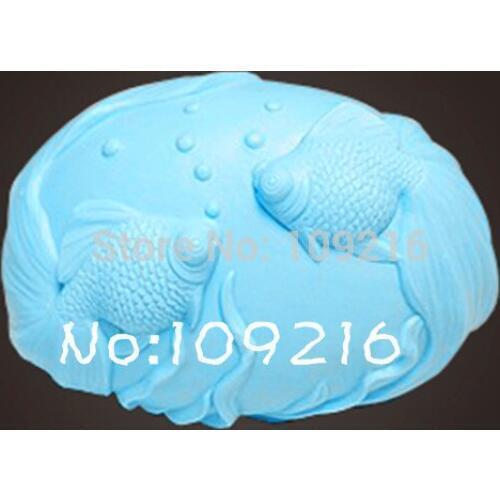 1pcs A Pair of Goldfish (ZX1612) Silicone Handmade Soap Mold Crafts DIY Mold