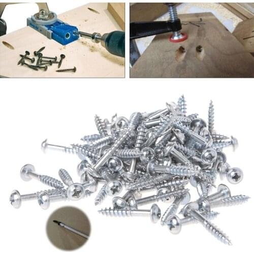 100Pcs M4-25 High Strength Oblique Hole Self-tapping Screws For Pocket Hole Jig