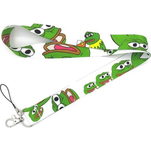 100pcs Regooly RE10 kermit the frog sad frog neck Strap Lanyards ID badge card holder keychain Phone Strap Gift Ribbon webbing