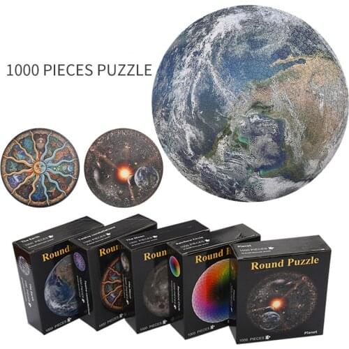 1000 Pieces Jigsaw Puzzles Educational Toy Scenery Space Stars Moon Earth Dropship Round Puzzle Game Toys for Kids Gifts ZLL