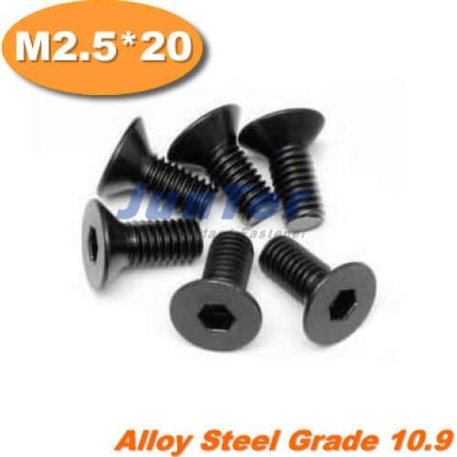 1000pcs/lot DIN7991 M2.5*20 Alloy Steel Flat Head Socket Screw Grade10.9