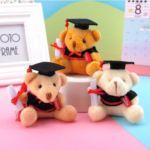 12cm cartoon cute plush toy bear boy doctor graduation bear keychain pendant bouquet doll birthday gift wedding gift