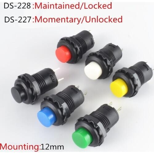 30pcs 12mm Lock Latching OFF- ON Push Button Switch maintained fixed / Momentary Unlock 3A /125VAC 1.5A/250VAC