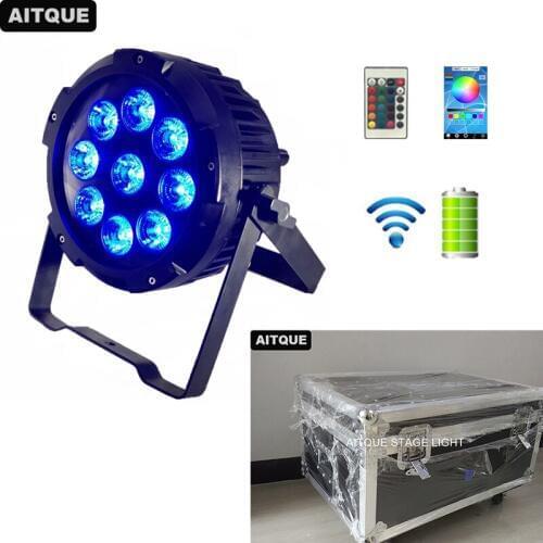 4pcs/CASE Stage par led batterie dmx 9x12w rgbwa uv waterproof led par battery 6in1 battery outdoor par uplighting weddings case