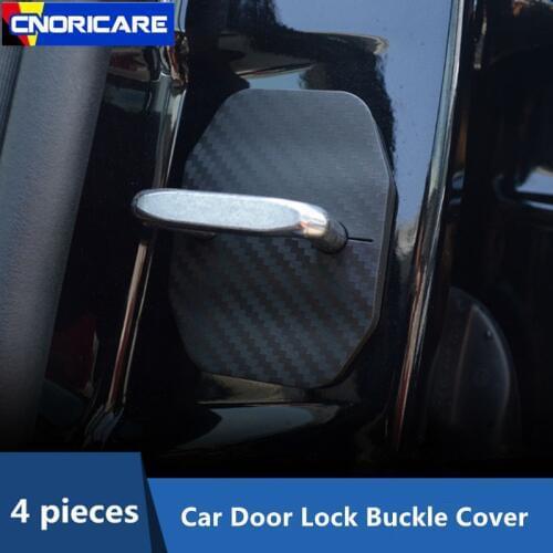 Car Door Lock Buckle Cover Decoration Cover Carbon Fiber Color 4pcs For Mercedes Benz C Class W205 GLC X253 2015-17 ABS Decals