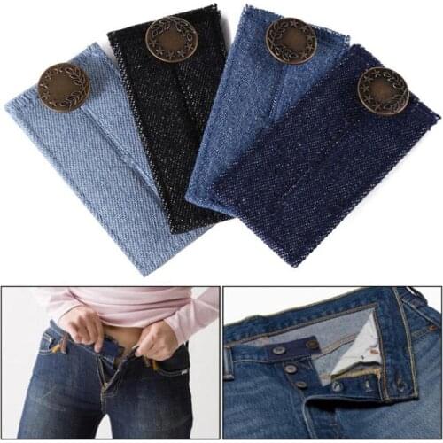 4Pcs Jean Waist Extenders With Metal Buttons Retractable Button Waistband Pregnancy Patchwork DIY Supplies