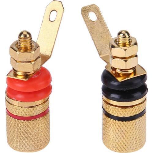 Alloyseed 2pcs Gold Plated Speaker Binding Posts Audio Terminal 4mm Sockets for Banana Plug