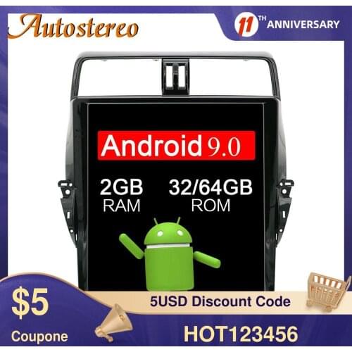 For Toyota Land Cruiser Prado 2018+ Android 9.0 Tesla style Car Radio GPS Navigation Unit No DVD Tape Recorder Multimedia Player