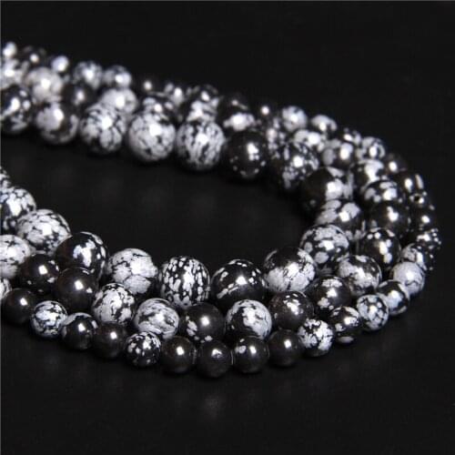 Free Shipping Natural Stone Snow Flake Jaspers Beads Round Spacer Beads For Jewelry Making DIY Bracelet Necklace 4/6/8/10/12mm