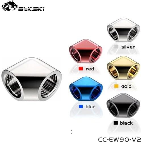 Bykski Double Female G1/4 " 90 Degree Fittings Adapter Custom Computer Split Water Cooling Elbow, CC-EW90-V2