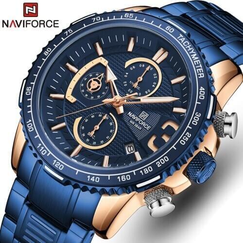 Relogio Masculino NAVIFORCE Fashion Blue Mens Watches Top Brand Luxury Quartz Clock Sports Chronograph Waterproof Watch Men