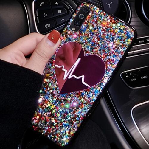 Sequins Big Love Case For Samsung Galaxy A10 A20 A30 A40 A50 A60 A70 A80 A90 A20E A10E J4 J6 J8 A6 A8 2018 Note 8 9 10 Plus