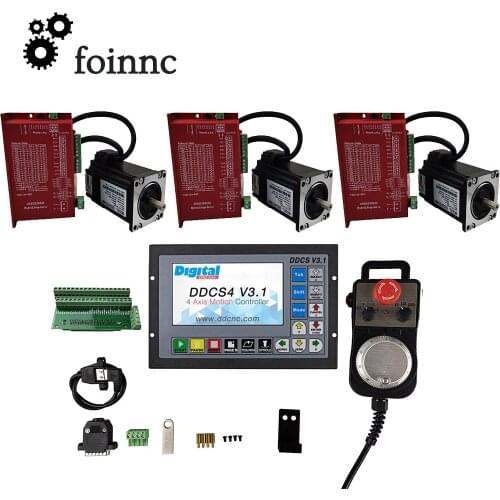 CNC Kit 1PCS 3/4-axis Offline CNC Controller DDCSV3.1+3PCS 2.2NM Closed-Loop stepper motor Kits+1PCS 4-Axis Electronic Handwheel