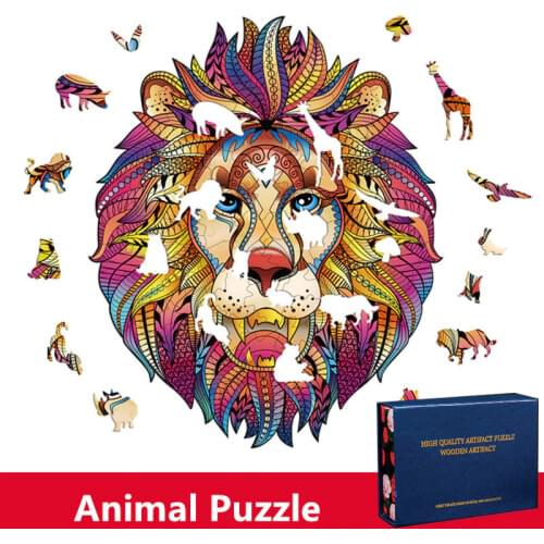 DIY Wooden Puzzle Animal Shaped Piece Montessori Toys For Kids Children Jigsaw Puzzles Gift Wood Animal Puzzles For Adults