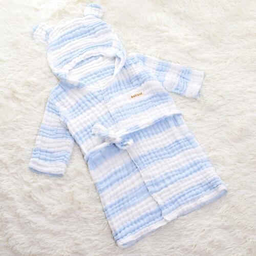 1-4 years muslin cotton stripes kids cape baby cloak hooded towel child washcloth absorbant super soft baby cotton bathrobe