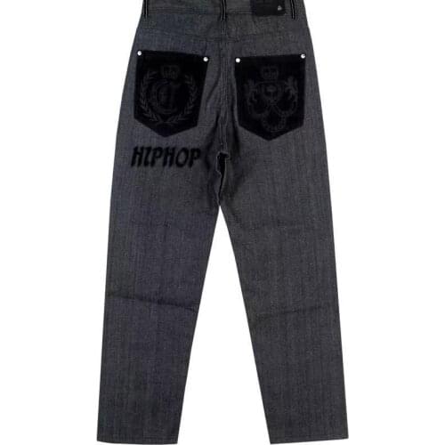 Mens Loose Jeans Spring And Autumn Mens Fashion Hip-Hop Pants New Embroidery Wide Leg Jeans Cool Boys Hip Hop Pants