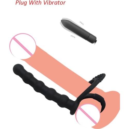 G Spot Dildo Vibrator Cock Ring Wearing Anal Plug Butt Plug Prostate Massage Double-Point Ring Delay Ejaculation SexToys For Men